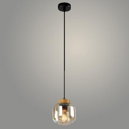 Подвес 24252-1A BK+WOOD черный/дерево 1х40W E27 h1000, 24